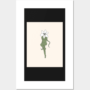 WOMAN FLOWER WHITE EDELWEISS Posters and Art